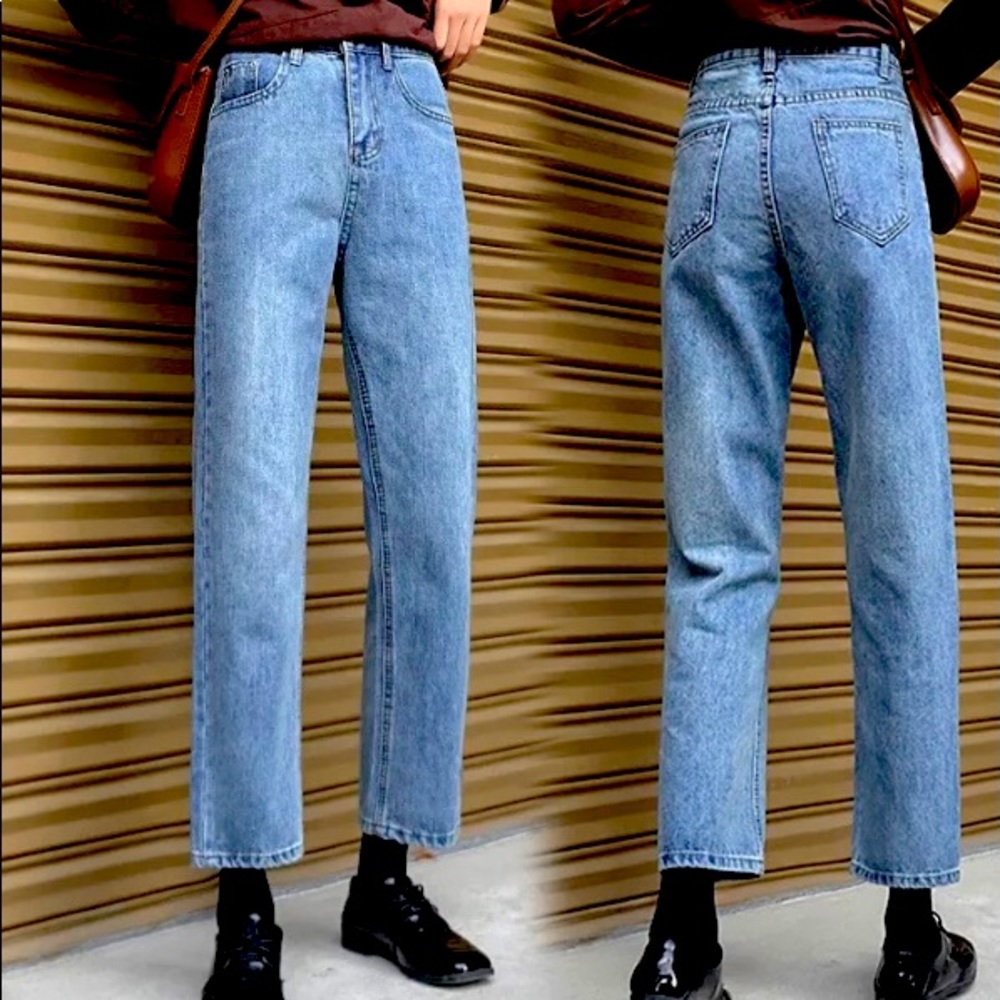 Denimot-High-Waist Straight Leg Jeans